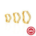 wholesale S925 Sterling Silver Wave-shaped Diamond Inlaid High-end Earring Ear Clasp Set, Popular on Ins-0-0