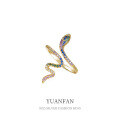 wholesale 925 Sterling Silver Micro-set Color Zircon Snake Ring, Women's Unique DesignOpen Adjustable Ring-0-0