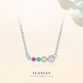 wholesale S925 Sterling Silver Wholesale Women's Exquisite Smile Rainbow Necklace with Colorful Zircon Inlay Collarbone Chain-0-0