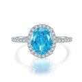 wholesale S925 Silver New Jewelry High Carbon Diamond 1 Carat Oval Aquamarine Zircon 6*8 Radiant Cut Ring for Women-0-5