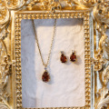 wholesale Sterling Silver Garnet Necklace and Stud Earrings Set January Birthstone Gift for Women Light Luxury Jewelry-0-2
