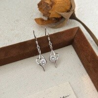 wholesale Fine Silver S999 Korean Style Minimalist Earrings with Inlaid Ear Hooks for Women, Light Luxury Fashion and Elegant Ear Accessories Trendy-Sterling silver