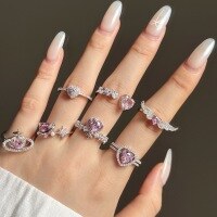 wholesale S925 Sterling Silver Cross-Border INS Style Women's Ring, Fresh and Sweet Heart Ring, Personalized Light Luxury High-End Open Ring-DY121017-SW-BF>8