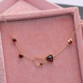 wholesale [] 925 Silver Gold Plated Dunli Jewelry Winter New Red Pomegranate Love Heart Bracelet Birthday Gift-0-2