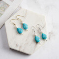 wholesale S925 sterling silver jewelry new drop earrings with turquoise pendant, stylish women's accessories factory direct-0-3