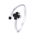 wholesale S925 Sterling Silver Trendy Minimalist Floral Enamel Ring Adjustable Open Stacking Ring for Women-0-4
