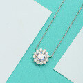 wholesale S925 Sterling Silver Colored Moissanite Sunflower Necklace, Luxury and Elegant Design Pendant Necklace for Girlfriend-0-2