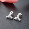 wholesale S925 Sterling Silver Y-shaped Letter Diamond-Studded Earrings, Minimalist Unisex Fashion-Forward Versatile Cross-Border Silver Jewelry-0-1