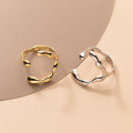 wholesale S925 silver irregular three-claw line ring, ins misplaced edge cross texture hand accessory R00132-0-3
