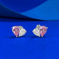 wholesale S925 Silver New Style Pink-White Teardrop Double Stone Earrings Padparadscha Sweet Minimalist Cross-Border-0-0