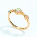 wholesale S925 Sterling Silver Gold-Plated New Japanese and Korean Fashionable and Unique Synthetic Opal Ring for Women, Dropshipping-0-4