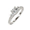 Zirconium Alloy Square Zircon Moissanite-Style Three-Stone Ring, Light Luxury Niche Design for Women Cross-Border Wholesale-0-3