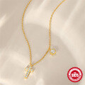 wholesale 925 Sterling Silver Exquisite Flower Cross Diamond Pendant Choker Necklace,INS-0-3