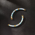 wholesale S925 gold-plated ancient enamel technique, fired blue semi-bangle curved tube accessories for handcrafted DIY braided bracelet jewelry parts-0-3