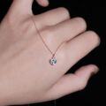 wholesale S925 Sterling Silver Glacier Blue Diamond Heart Pendant Necklace, Minimalist Cold Aesthetic Drop Chain, Niche Luxury Collarbone Necklace-0-2