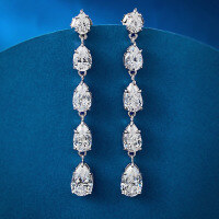 wholesale 925 Sterling Silver Ear Hooks for Women, Luxuriously Set with 6*9mm Pear-Shaped Teardrop Yellow Diamonds and High-Carbon Diamonds Earrings-E369 White Diamond &gt;925 Silver