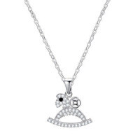 925 Sterling Silver Small Wooden Horse Necklace, 2025 New Women's Summer Pendant-S925 Sterling Silver YD-2879B 925 Silver