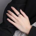 wholesale S925 Sterling Silver Minimalist Heart Korean Style Elegant Aloof Wind Women's Ring Small Vintage Retro Distressed Ins Ring-0-3
