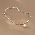 wholesale S925 Sterling Silver Retro Pearl Bracelet, Little Red Book Blogger Same Style Exquisite Twist Loop Clasp Bracelet S7661-0-2