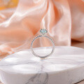 wholesale Silver Plated 18k Gold 6*9mm Pear Shaped Light Sea Blue Full Moissanite Ring-0-4