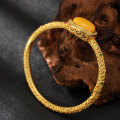 wholesale S925 Gold Plated Ancient Method Gold Natural Beeswax Yellow Amber Bracelet for Women, New Chinese Style High-End Retro Bracelet-0-1