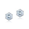 wholesale S925 sterling silver new Korean and Japanese minimalist geometric white zircon earrings fashionable trendy wholesale from manufacturers-0-5