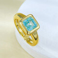wholesale S925 Sterling Silver Astor Cut 7*7mm Aquamarine Ring, Minimalist, Suitable for, New Style byJewelry-0-2