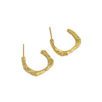 wholesale S925 Sterling Silver Korean Version INS Niche Design Geometric Irregular Concave-Convex C-Shaped Textured Stud Earrings-18K gold [with sterling silver ear plugs]  925 silver