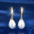 wholesale S925 Sterling Silver Beaded Pearl Ear Clasp Drop Shape Fashion Minimalist Elegant Temperament High-End Earrings-0-1