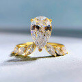 wholesale 925 Silver Imported High Carbon Diamond Pear-Shaped 7*11 Ring for Women, Elegant and Versatile, Zhuo Zhifang Jewelry New Collection-0-5