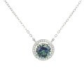 wholesale S925 Sterling Silver Moissanite Round Halo Necklace, Light Luxury Advanced Niche Design Collarbone Chain Full Diamond Versatile Pendant for Women-0-4