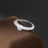 wholesale S925 Sterling Silver Minimalist and Fashionable Shining Universe Star Rotatable Diamond Ring, Niche Design Circular Ring R02761-S925 Silver Ring US 9