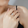 S925 Silver Moissanite Ring Women's Luxury Set Fancy Emerald-Cut Rectangle 2 Carat-0-1