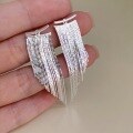 wholesale S925 Sterling Silver One-Bar Long Chain Tassel Earrings, Simple and Versatile Elegant Style, Two-Way Wear Vacation-Themed Earrings-0-5