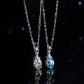 Sterling Silver Natural Blue Topaz Moissanite Necklace Pendant-0-4