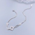 wholesale S925 Sterling Silver Diamond-Encrusted Clover Rhombus Bracelet, Old Money Style Trendy Fashionable Elegant Dopamine Jewelry-0-1