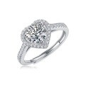 S925 Silver Moissanite Six-Claw Light Luxury Adjustable Ring-0-50