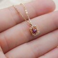 wholesale S925 Sterling Silver Exquisite Micro-Inlaid Red Diamond Necklace for Women, French-Style Hollow Pendant Collarbone Chain-0-4