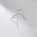 wholesale S925 silver Japanese minimalist linear heart earrings, elegant and fresh heart-shaped earrings G8251-0-3