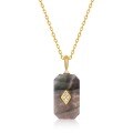 wholesale 925 Silver Vintage Japanese Style Black Shell Window Pattern Pendant, Versatile Geometric Small Luxe Gold-Plated Necklace for Women-0-5