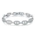 wholesale S925 Silver New Style Full Diamond Pig Nose Bracelet, Personality Fashion Elegant Ins Style for Distinguished Women-0-4