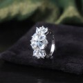 wholesale S925 Sterling Silver Luxury Garnet Ring with Natural Topaz Floral Jewelry Women's Hand Accessory-0-4