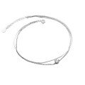 wholesale S925 Silver Ankle Bracelet for Women Korean Style Lady Simple and Fresh Double Layer Single Diamond Snake Chain Foot Jewelry S4391-0-4