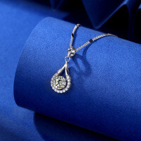 wholesale S925 Sterling Silver Hot-selling Angel's Tear Drop Moissanite Necklace for Women, Versatile Fashion European and American Style Collarbone Chain-Angel's Tears Moissanite Necklace 925 Silver