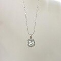 wholesale S925 Sterling Silver Princess-Cut Full-Zirconia Pendant Necklace, Small Square Ice Flower Zircon Classical Rose Collarbone Chain for Women, Light Luxury-0-8