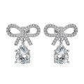 wholesale S925 Sterling Silver European and American Wedding Style Earrings for Women, Exquisite Bow with Waterdrop Pendant, Designed with a Sense of Fashion and Geometric Elements-0-18