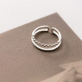 wholesale S925 Silver Irregular Double-Layer Bead Ring for Women, Autumn Ins Style Hand Accessory R00598-0-3