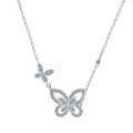 Sterling Silver with Zirconia Butterfly Pendant Necklace, Women's Light Luxury Design, 2025 New-0-3
