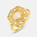 wholesale 925 silver gold-plated Japanese agete jewelry natural moonstone ring blooming sunflower classical and exquisite-0-2