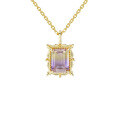 wholesale S925 silver octagonal rectangular ametrine bicolor crystal pendant with vintage beaded necklace and ring set, customizable-0-1